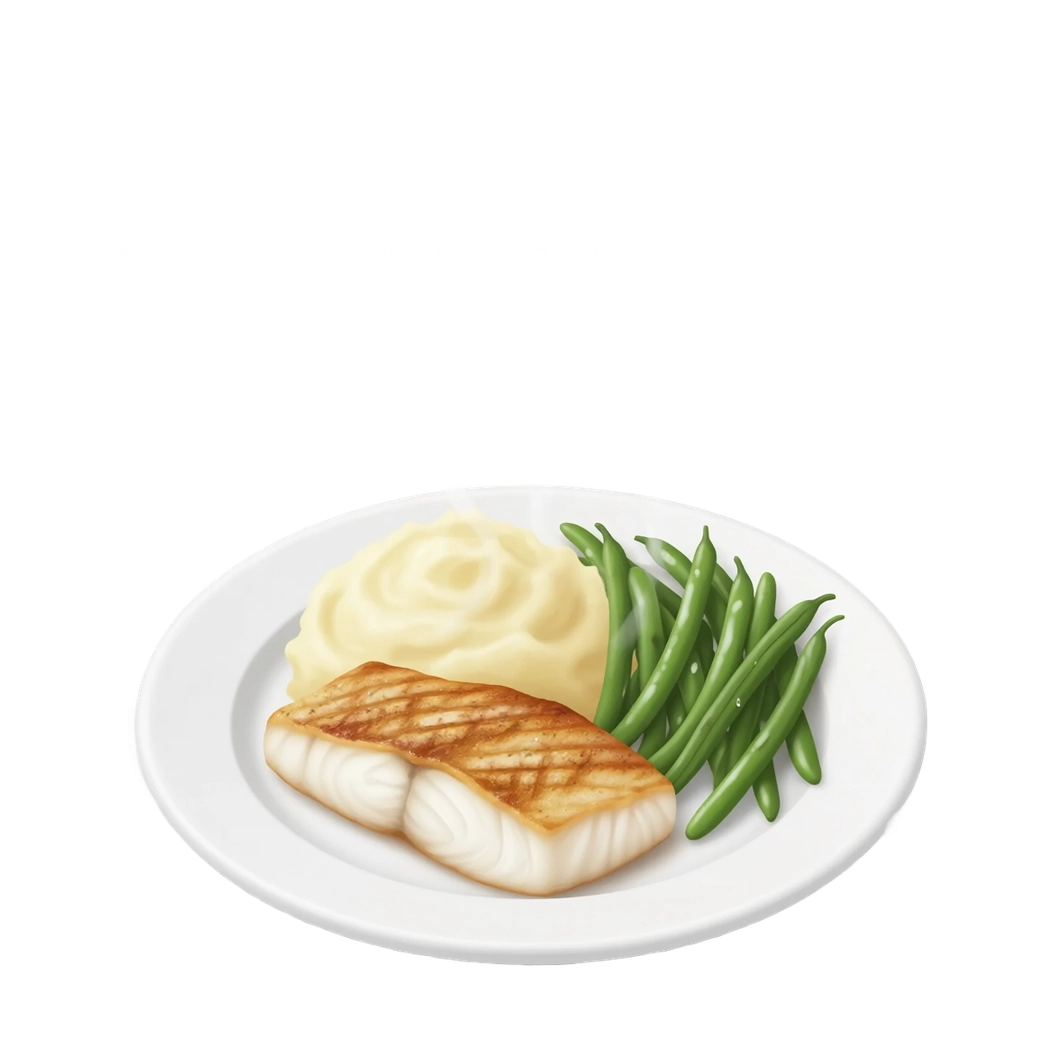 Cabillaud haricots verts & purée