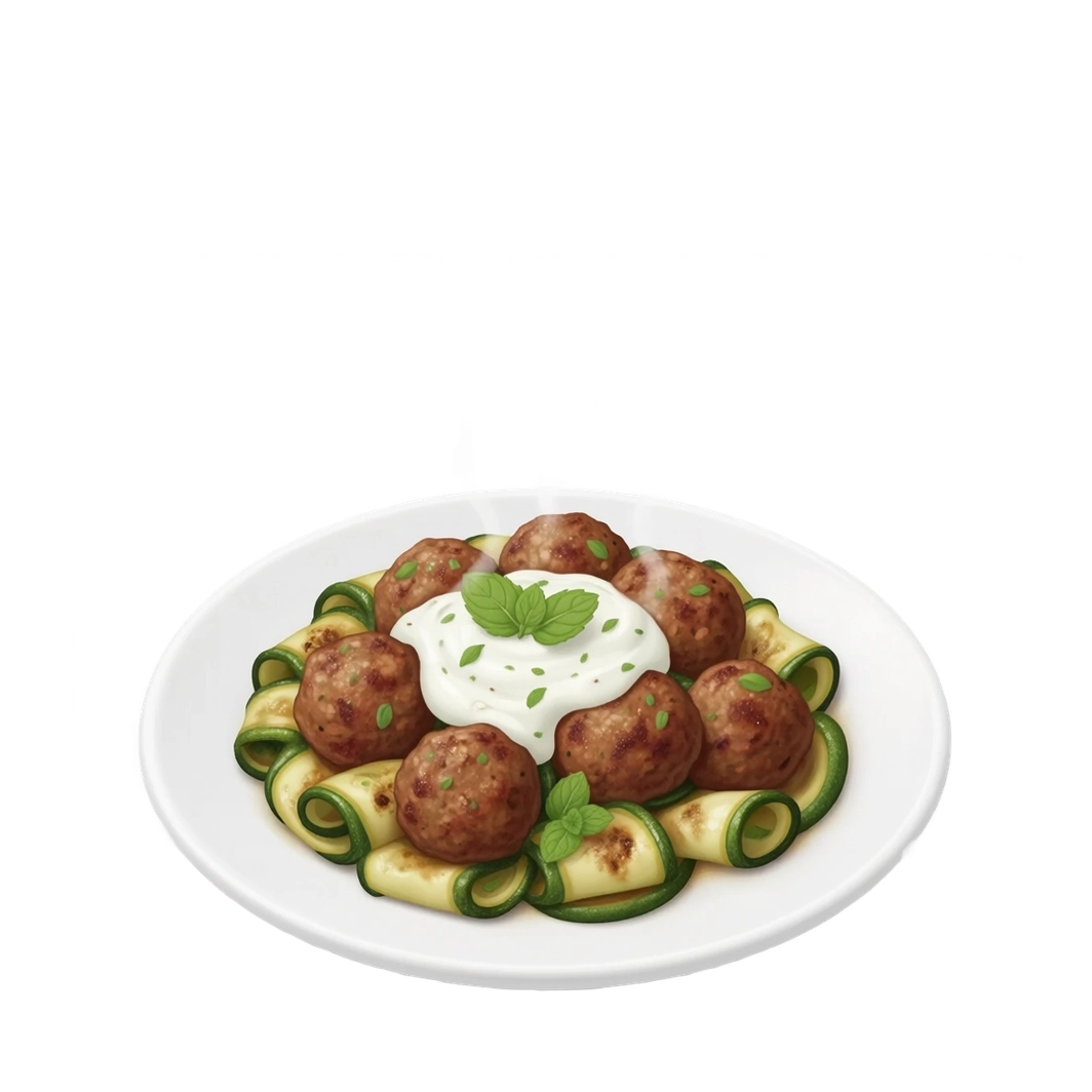 Boulettes végé, courgettes & sauce yaourt
